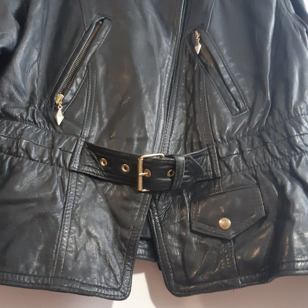 Jacket Leather Genuine Made In Canada Sélection Mono-Pol Small Women Vintage Y2K - Picture 7 of 16